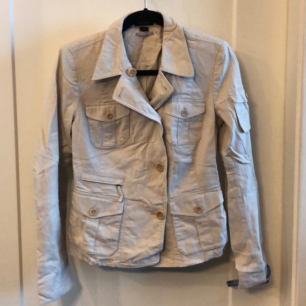 Express Cream Cotton Military Blazer